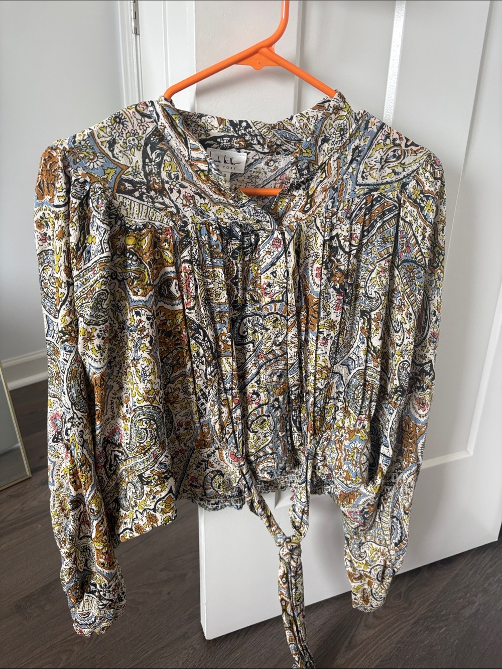 Multicolor Paisley Tie-Neck Blouse - Cream Multi